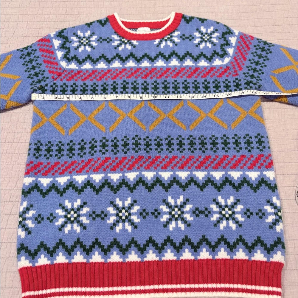 New York Laundry Holiday Sweater Fair Isle Blue Snowflake Size Small - Picture 3 of 5